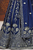 Pretty Blue Embroidered Chinon Designer Lehenga Choli With Dupatta
