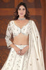 Fabulous White Sequins Chinon Bridesmaid Lehenga Choli With Dupatta
