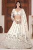 Fabulous White Sequins Chinon Bridesmaid Lehenga Choli With Dupatta