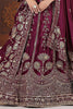 Mesmerizing Wine Multi-Thread Work Chinon Wedding Wear Lehenga Choli