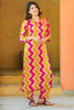 Alluring Yellow Zig Zag Print Maslin Silk Event Wear Salwar Kameez