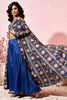 Fabulous Blue Printed Crepe Designer Crop Top Palazzo With Shrug
