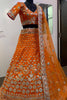 Sweet Orange Zari Work Silk Wedding Lehenga Choli With Dupatta