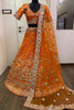 Sweet Orange Zari Work Silk Wedding Lehenga Choli With Dupatta
