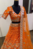 Sweet Orange Zari Work Silk Wedding Lehenga Choli With Dupatta