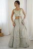 Eye-Catching Grey Sequins Georgette Reception Wear Lehenga Choli