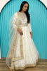 Marvelous White Sequins Georgette Reception Wear Gown With Dupatta