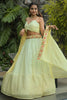 Awesome Yellow Sequins Georgette Function Wear Lehenga Choli With Koti