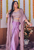 Dazzling Purple Silk Party Wear Skirt Choli With Stylish Shrug