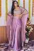 Dazzling Purple Silk Party Wear Skirt Choli With Stylish Shrug