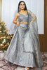 Alluring Grey Sequins Work Silk Party Wear Lehenga Choli