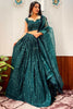 Beautiful Teal Green Sequins Georgette Sangeet Wear Lehenga Choli With Dupatta