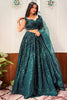 Beautiful Teal Green Sequins Georgette Sangeet Wear Lehenga Choli With Dupatta