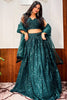 Beautiful Teal Green Sequins Georgette Sangeet Wear Lehenga Choli With Dupatta