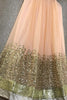 Charming Peach Sequins Georgette Party Wear Lehenga Choli
