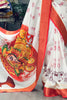 Desirable White Printed Silk Traditional Saree With Blouse