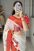 Astonishing White Printed Silk Festival Wear Saree With Blouse