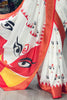 Appealing White Printed Silk Durga Pooja Wear Saree With Blouse