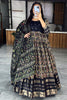 Beautiful Black Zari Weaving Cotton Silk Festival Wear Gown With Dupatta