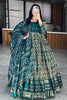 Outstanding Teal Blue Zari Weaving Cotton Silk Event Wear Gown