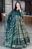 Outstanding Teal Blue Zari Weaving Cotton Silk Event Wear Gown