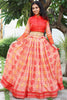 Awesome Red Printed Tussar Silk Event Wear Lehenga Choli