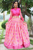 Glorious Pink Printed Tussar Silk Wedding Wear Lehenga Choli