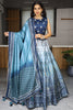 Spectacular Sky Blue Printed Art Silk Lehenga Choli With Dupatta