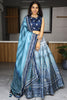 Spectacular Sky Blue Printed Art Silk Lehenga Choli With Dupatta