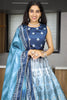 Spectacular Sky Blue Printed Art Silk Lehenga Choli With Dupatta