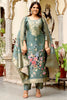 Charming Grey Floral Printed Chanderi Straight Suit Pant With Dupatta