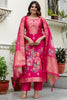 Good-looking Rani Pink Zari Weaving Chanderi Festival Wear Pant Suit
