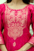 Good-looking Rani Pink Zari Weaving Chanderi Festival Wear Pant Suit