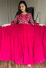 Lovable Rani Pink Embroidered Georgette Event Wear Gown With Dupatta