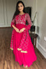 Lovable Rani Pink Embroidered Georgette Event Wear Gown With Dupatta