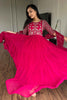 Lovable Rani Pink Embroidered Georgette Event Wear Gown With Dupatta