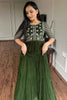 Adorable Green Embroidered Georgette Mehendi Wear Gown With Dupatta