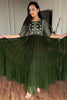 Adorable Green Embroidered Georgette Mehendi Wear Gown With Dupatta