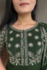 Adorable Green Embroidered Georgette Mehendi Wear Gown With Dupatta