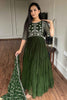 Adorable Green Embroidered Georgette Mehendi Wear Gown With Dupatta