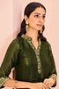 Tantalizing Olive Green Embroidered Organza Mehendi Wear Pant Suit