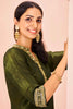 Tantalizing Olive Green Embroidered Organza Mehendi Wear Pant Suit