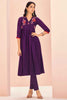 Captivating Purple Embroidered Chinon Event Wear Pant Suit