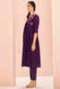 Captivating Purple Embroidered Chinon Event Wear Pant Suit