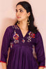 Captivating Purple Embroidered Chinon Event Wear Pant Suit