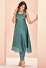 Glamorous Teal Blue Embroidered Organza Function Wear Pant Suit