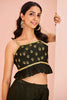 Pretty Black Embroidered Art Silk Event Wear Crop Top With Palazzo