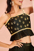 Pretty Black Embroidered Art Silk Event Wear Crop Top With Palazzo