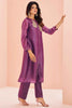 Lovely Purple Embroidered Organza Designer Pant Suit