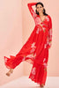 Desirable Red Floral Print Chinon Event Wear Palazzo Suit